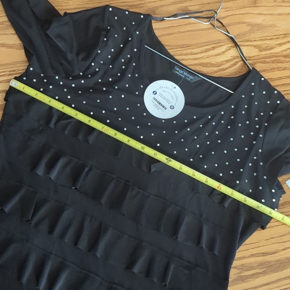 NWT Mango Tango Black Jeweled Ruffle Dress Women's Size XL - Picture 7 of 8